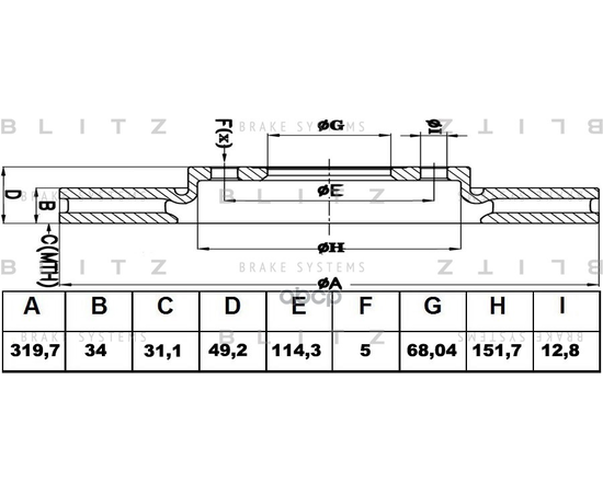 Купить ДИСК ТОРМОЗНОЙ ПЕРЕДНИЙ ВЕНТИЛИРУЕМЫЙ INFINITI FX 35/45 03- BS0378