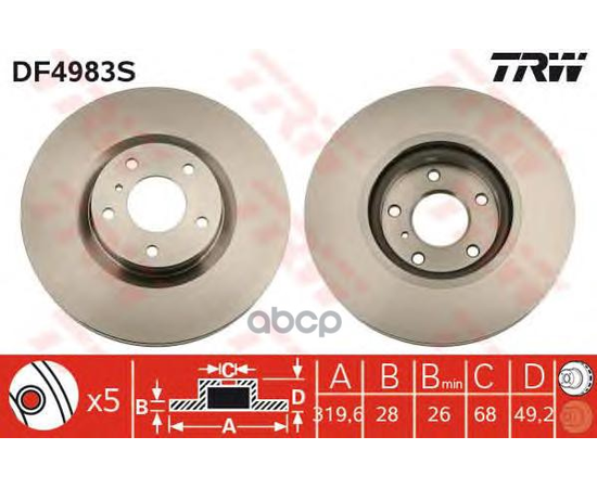 Купить ДИСК ТОРМОЗНОЙ ПЕРЕДНИЙ INFINITI G, M, NISSAN MURANO (Z50, Z51) DF4983S