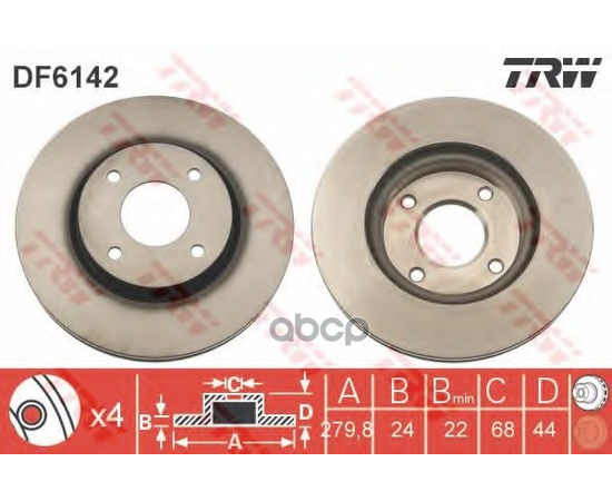 Купить ДИСК ТОРМОЗНОЙ ПЕРЕДНИЙ NISSAN TIIDA (_C11X), CUBE (Z12) DF6142