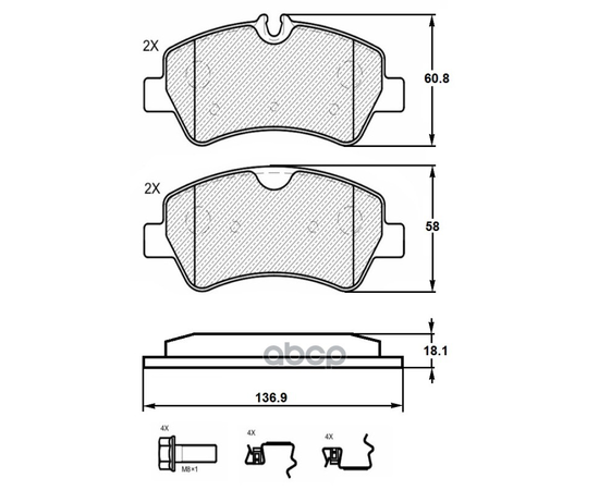 Купить КОЛОДКИ ТОРМОЗНЫЕ ЗАДНИЕ (СМЕСЬ CERAMIC СЕРИЯ PRO) FORD TRANSIT 14-/CUSTOM 12- (TRW GDB1968) E510413