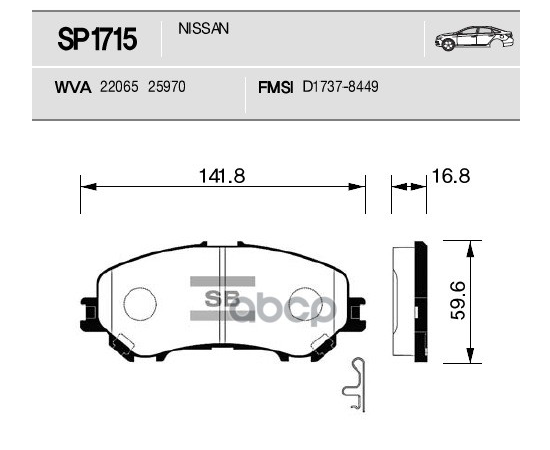 Купить КОЛОДКИ ТОРМОЗНЫЕ ПЕРЕДНИЕ NISSAN QASHQAI 1.6/2.0/1.5DCI/1.6DCI 13 SP1715