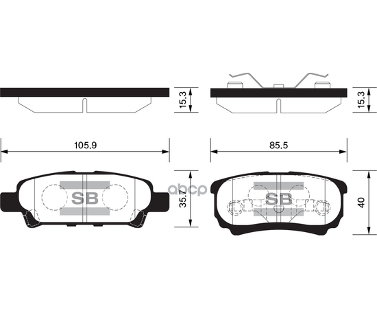 Купить КОЛОДКИ ТОРМОЗНЫЕ MITSUBISHI LANCER IX 03OUTLANDER 0308 ЗАДНИЕ SP2111