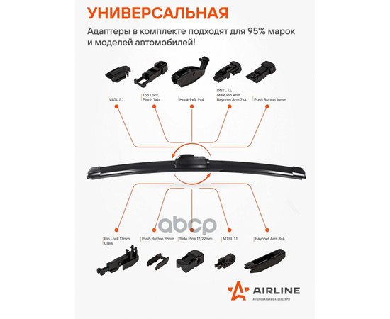 Купить ЩЕТКА СТЕКЛООЧИСТИТЕЛЯ БЕСКАРКАСНАЯ 530ММ (21") AWB-BK-530