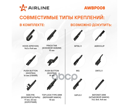 Купить ЩЕТКА СТЕКЛООЧИСТИТЕЛЯ БЕСКАРКАС PREMIUM 450ММ 18 5 АДАПТЕРОВ AWBP006