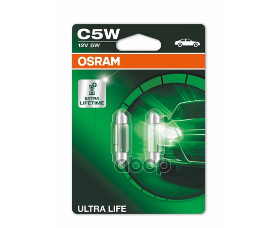 Купить ЛАМПА C5W (5W) SV8,5-8 ДВУХЦОКОЛЬНАЯ 35ММ ULTRA LIFE 12V 2ШТ 6418ULT-02B 4008321415240