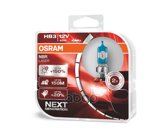 Купить ЛАМПА Г/С HB3 (60W) P20D NIGHT BRAKER LASER +150% 2ШТ 12V 9005NL-HCB 4052899992078