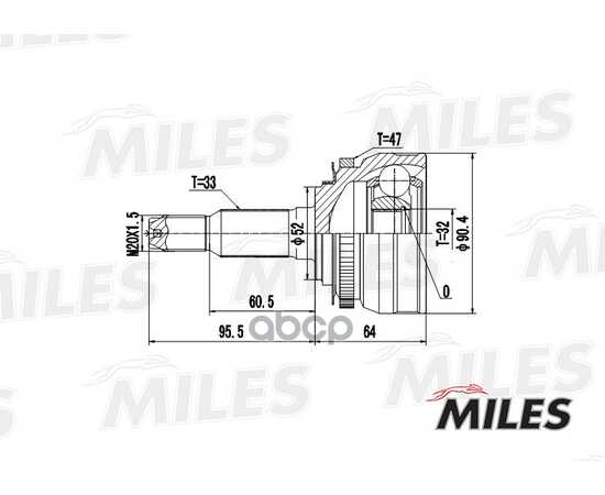 Купить ШРУС НАРУЖНЫЙ DAEWOO REZZO 2.0 00- (С ABS) (GKN 303908) GA20083