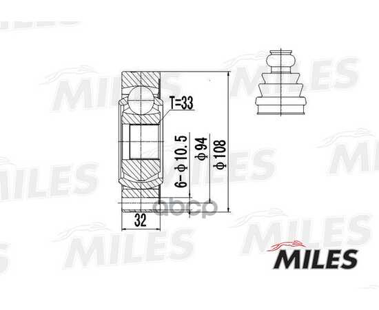 Купить ШРУС ВНУТРЕННИЙ VW T4 1.8-2.5 90-03 (GKN 302305) GA10035