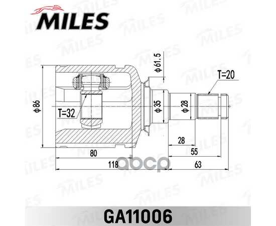 Купить ШРУС ВНУТРЕННИЙ ЛЕВЫЙ TOYOTA AVENSIS 97-03 GA11006