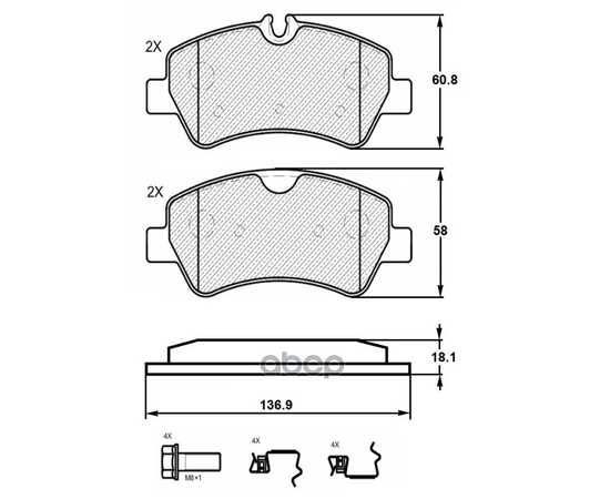 Купить КОЛОДКИ ТОРМОЗНЫЕ ЗАДНИЕ (СМЕСЬ CERAMIC СЕРИЯ PRO) FORD TRANSIT 14-/CUSTOM 12- (TRW GDB1968) E510413