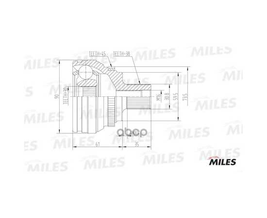 Купить ШРУС НАРУЖНЫЙ AUDI 100/80/A6/V8 2.5D-4.2 88-97 (GKN 300855) GA20007