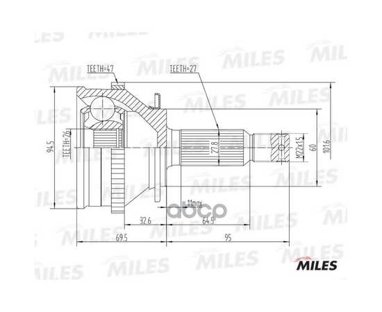 Купить ШРУС НАРУЖНЫЙ HYUNDAI SONATA IV (EF) / TRAJET (FO) (2.0L) (GSP 824066) GA20553