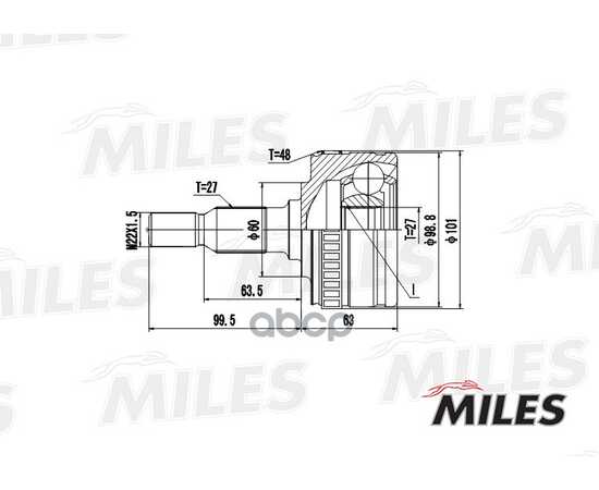 Купить ШРУС НАРУЖНЫЙ MERCEDES BENZ W638 2.0-2.3D 96-03 (С ABS) (GKN 303095) GA20244