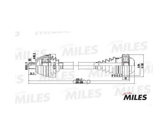 Купить ПРИВОД В СБОРЕ ЛЕВЫЙ/ПРАВЫЙ VW T5 1.9D-2.5 90-03 (GKN 301323) GC00142