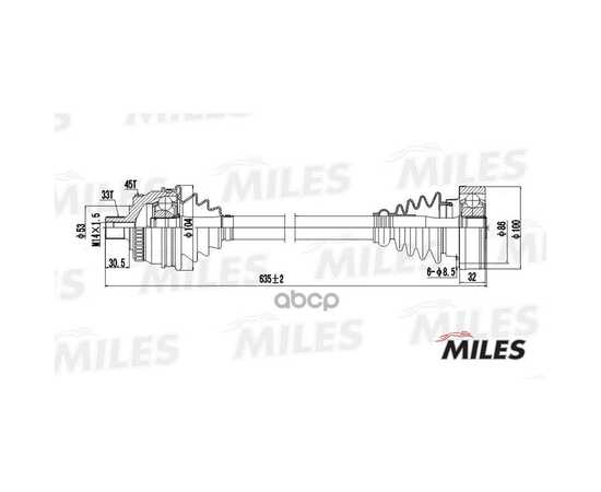 Купить ПРИВОД В СБОРЕ ПРАВЫЙ AUDI A4/VW PASSAT 1.6-1.8 95-01 (ABS) (GKN 301221) GC02009