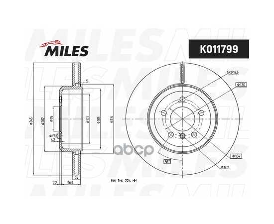 Купить ДИСК ТОРМОЗНОЙ ЗАДНИЙ D345ММ. BMW 5 F10/11/7 F01-04 K011799