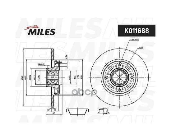 Купить ДИСК ТОРМОЗНОЙ ЗАДНИЙ С ПОДШИПНИКОМ CITROEN С3/C4/PEUGEOT 207/307 (TRW DF2059BS) K011688