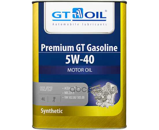 Купить МАСЛО МОТОРНОЕ GT OIL PREMIUM GT GASOLINE 5W-40 СИНТЕТИЧЕСКОЕ 4 Л 8809059407226