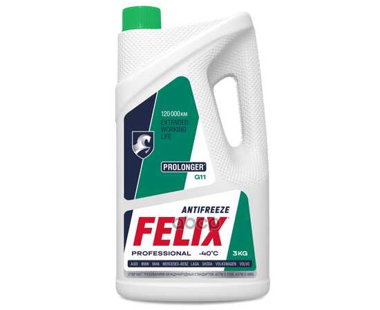 Купить АНТИФРИЗ FELIX PROLONGER G11 ГОТОВЫЙ -40C ЗЕЛЕНЫЙ 3 КГ 430206327