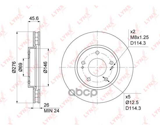 Купить ДИСК ТОРМОЗНОЙ ПЕРЕДНИЙ (276X26) ПОДХОДИТ ДЛЯ MITSUBISHI LANCER(CY/X) 1.5-2.0 08  BN-1091