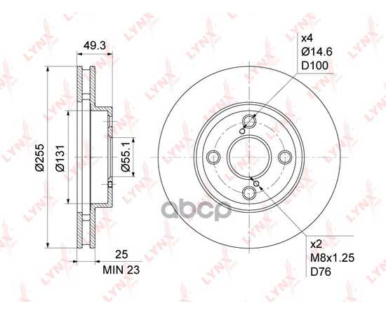 Купить ДИСК ТОРМОЗНОЙ ПЕРЕДНИЙ (255X25) TOYOTA COROLLA(E12) 1.3-1.8 01-07 / COROLLA VERSO 1.8 01-04 BN-1161