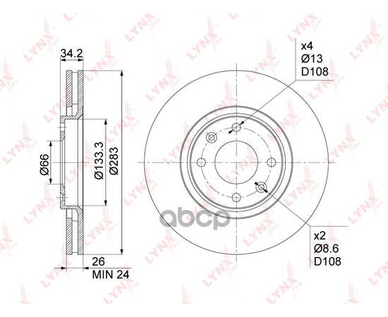 Купить ДИСК ТОРМОЗНОЙ ПЕРЕДНИЙ (283X26) ПОДХОДИТ ДЛЯ CITROEN BERLINGO(MF/B9) 1.4-2.0D 00 / C3 I-II 1.0-1.6D 02 / C4 I-II 1.4-2.0D 04 / C5 I-II 1.6D-2.0D 01 / DS3 1.2-1.6D 09-15 / DS4 1.2-1.6D BN-1015