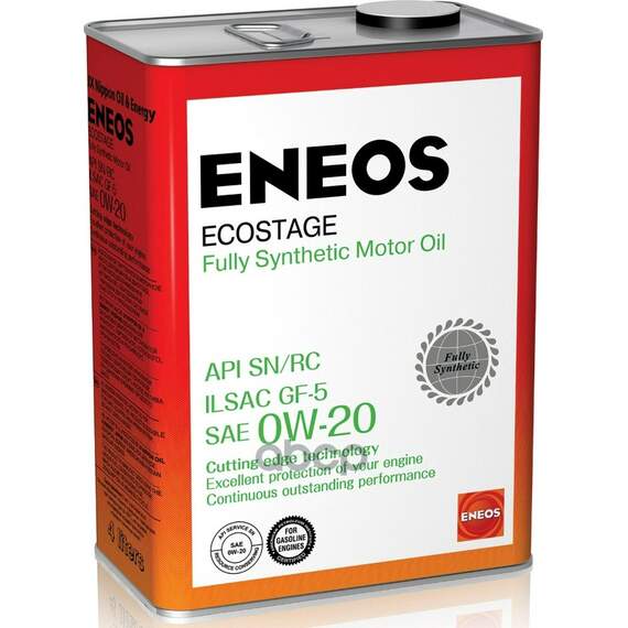 Купить МАСЛО МОТОРНОЕ ENEOS ECOSTAGE 100% SYNT. SN 0W-20 4Л 8801252022022