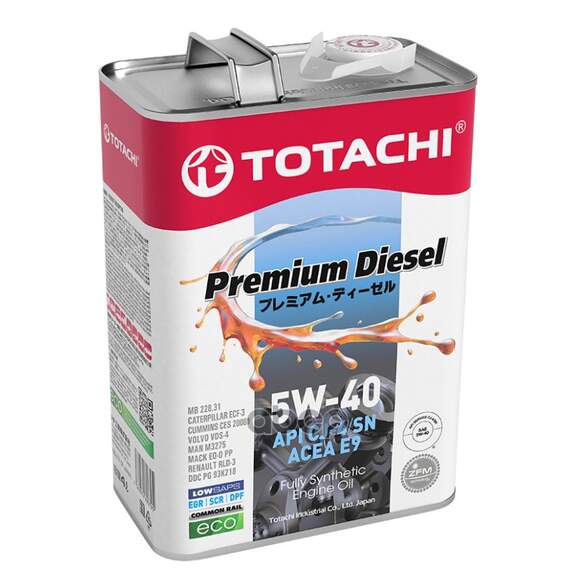 Купить МАСЛО МОТОРНОЕ TOTACHI PREMIUM DIESEL FULLY SYNTHETIC CJ-4/SM 5W-40 СИНТЕТИЧЕСКОЕ 4 Л 4562374690745