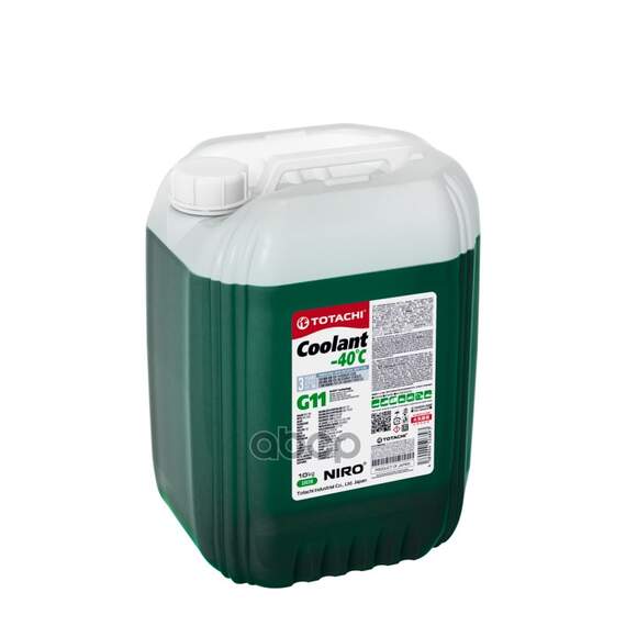 Купить АНТИФРИЗ TOTACHI NIRO COOLANT GREEN -40C G11 10КГ (4589904526893) 43210