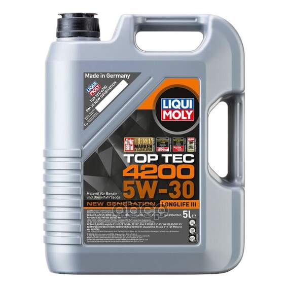 Купить МАСЛО МОТОРНОЕ LIQUI MOLY TOP TEC 4200 5W-30 СИНТЕТИЧЕСКОЕ 5 Л 8973 / 3707 / 7661