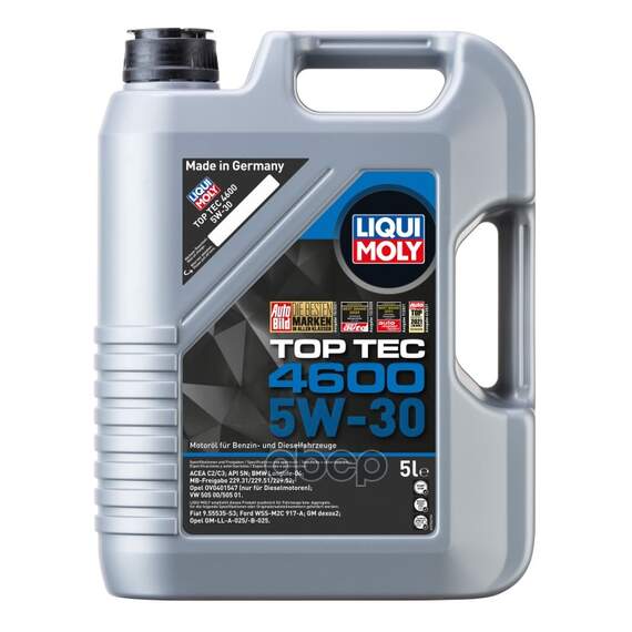 Купить МАСЛО МОТОРНОЕ LIQUI MOLY TOP TEC 4600 5W-30 СИНТЕТИЧЕСКОЕ 5 Л 2316 / 3756 / 8033