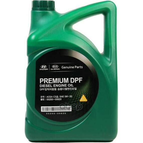 Купить МАСЛО МОТОРНОЕ HYUNDAI/KIA PREMIUM DPF DIESEL 5W-30 СИНТЕТИЧЕСКОЕ 6 Л 05200-00620