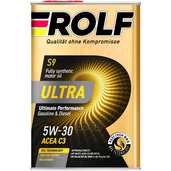 Купить МАСЛО МОТОРНОЕ ROLF ULTRA 5W-30 C3 SN/CF 4Л (МЕТАЛЛ) 322936