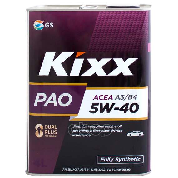 Купить МАСЛО МОТОРНОЕ KIXX PAO 5W-40 API SN/CF, ACEA A3/B4 4Л L211044TE1
