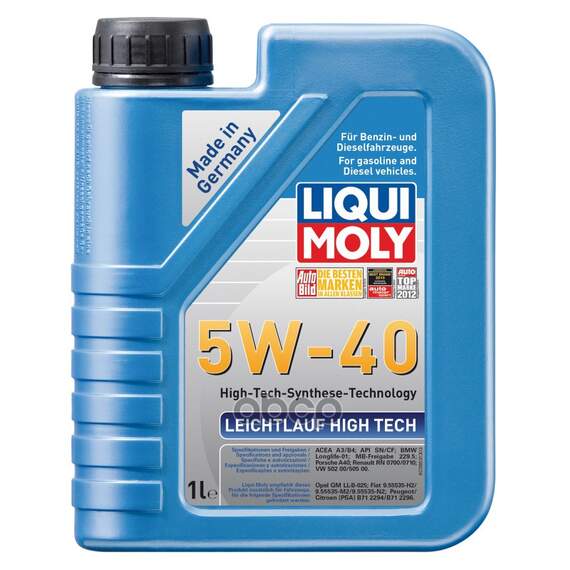 Купить МАСЛО МОТОРНОЕ LIQUI MOLY LEICHTLAUF HIGH TECH 5W-40 СИНТЕТИЧЕСКОЕ 1 Л 8028 / 2327