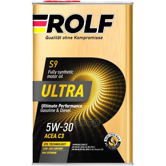 Купить МАСЛО МОТОРНОЕ ROLF ULTRA 5W-30 C3 SN/CF 1Л (МЕТАЛЛ) 322935