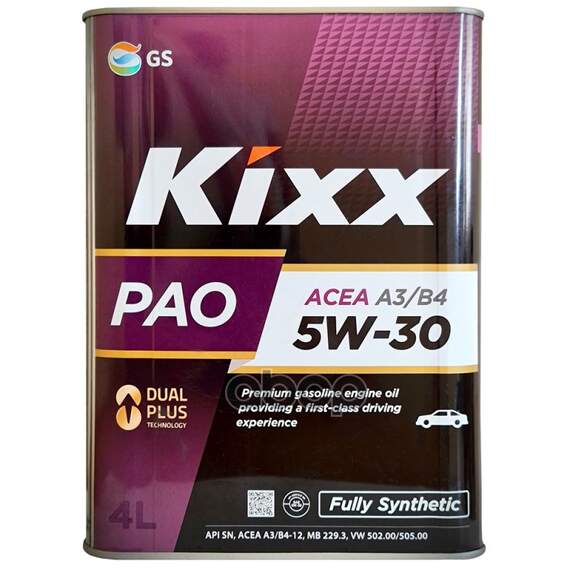 Купить МАСЛО МОТОРНОЕ KIXX PAO 5W-30 API SN/CF, ACEA A3/B4 4Л L209044TE1