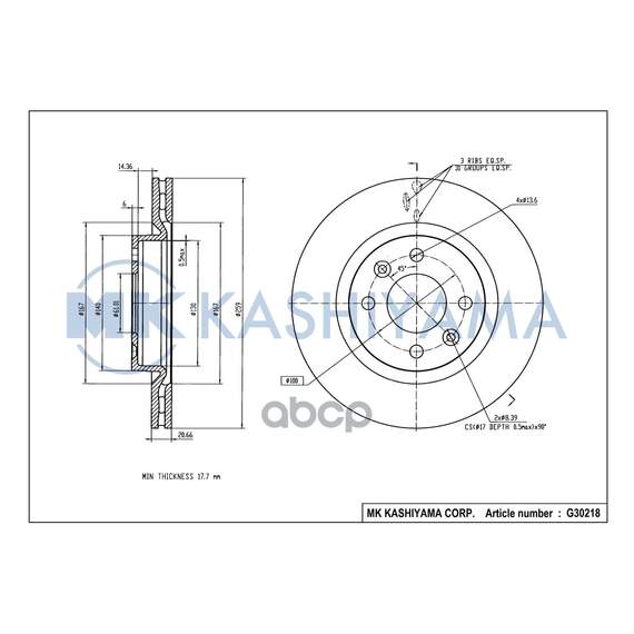 Купить ДИСК ТОРМОЗНОЙ ПЕРЕДНИЙ RENAULT LOGAN/SANDERO G30218