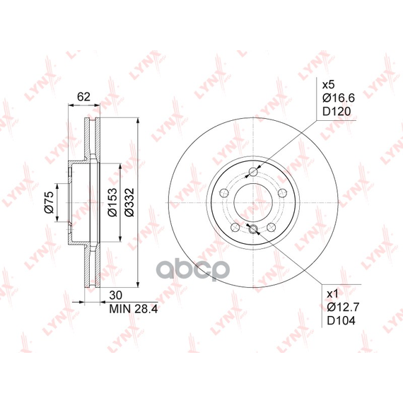 Купить ДИСК ТОРМОЗНОЙ ПЕРЕДНИЙ (332X30) ПОДХОДИТ ДЛЯ BMW X5(E70/F15) 2.0D-3.0D 07 / X6(E71/2/F16) 3.0-3.0D 08 BN-1006