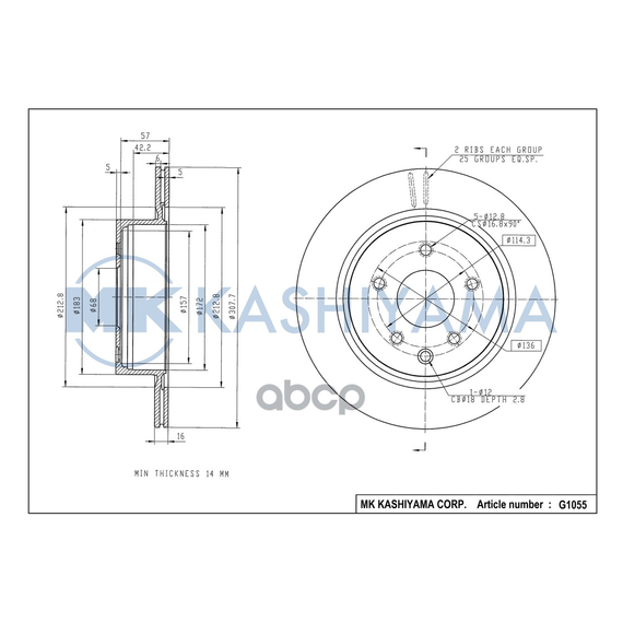 Купить ДИСК ТОРМОЗНОЙ ЗАДНИЙ INFINITI EX/G/QX50 06-/NISSAN 350Z 02- G1055