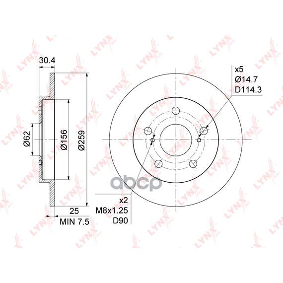 Купить ДИСК ТОРМОЗНОЙ ЗАДНИЙ (259X9) ПОДХОДИТ ДЛЯ TOYOTA AURIS(E15) 1.33-1.8 07 / COROLLA(E15/8) 1.33-1.8 07 BN-1146