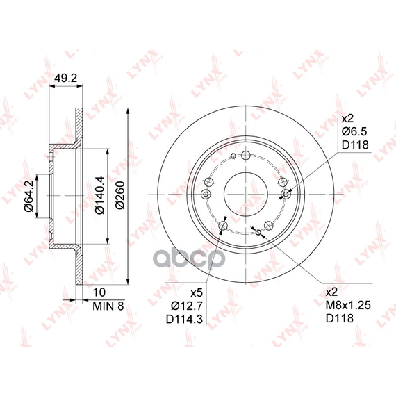 Купить ДИСК ТОРМОЗНОЙ ЗАДНИЙ (260X10) ПОДХОДИТ ДЛЯ HONDA ACCORD VII 2.0-2.4 03-08 BN-1032