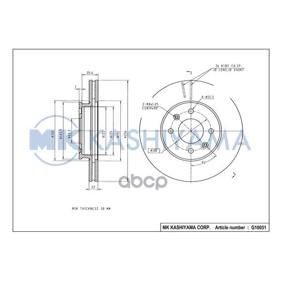 Купить ДИСК ТОРМОЗНОЙ ПЕРЕДНИЙ HYUNDAI ACCENT 05-/I20 08-/KIA RIO II 05- G10051