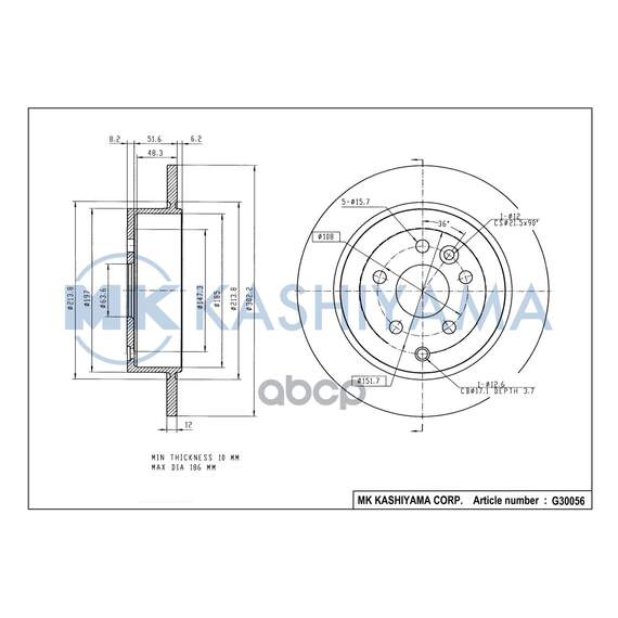 Купить ДИСК ТОРМОЗНОЙ ЗАДНИЙ LAND ROVER FREELANDER 2.2SD/TD 06- G30056