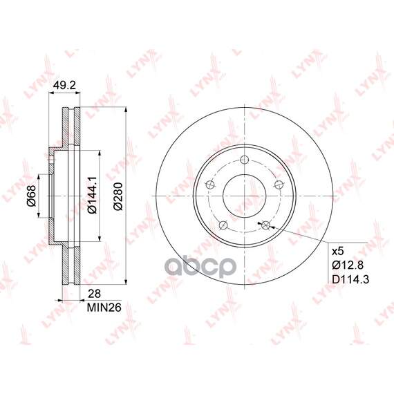 Купить ДИСК ТОРМОЗНОЙ ПЕРЕДНИЙ (280X28) ПОДХОДИТ ДЛЯ NISSAN PRIMERA(P12) 1.6-2.5 02 / X-TRAIL(T30) 2.0-2.5 01 / MAXIMA(A33) 2.0-3.0 00-03 / ALMERA TINO 1.8-2.2D 00 BN-1108