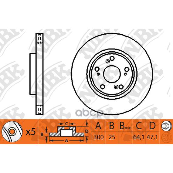 Купить ДИСК ТОРМОЗНОЙ ПЕРЕДНИЙ HONDA CR-V II 16" 05-06 D300ММ RN1204