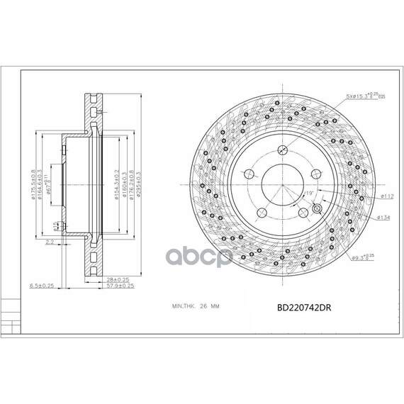 Купить ДИСК ТОРМОЗНОЙ ПЕРЕДНИЙ D295ММ.С ПЕРФОРАЦИЕЙ MERCEDES W204/W212 09- (TRW DF4813S) K001326