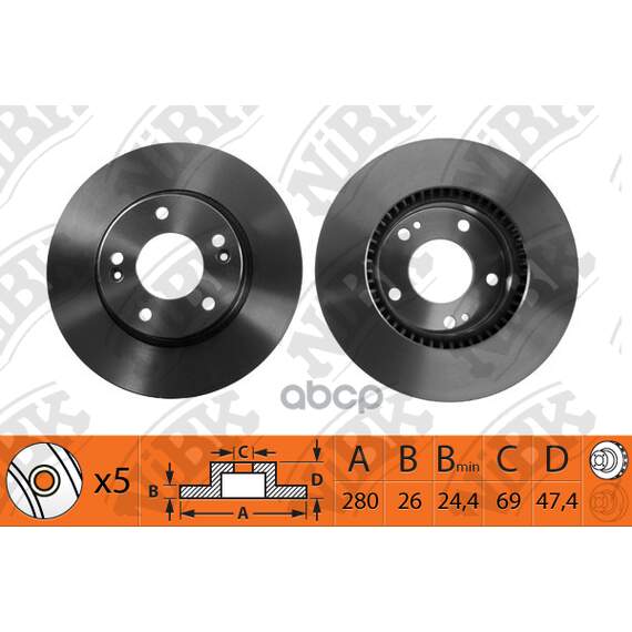 Купить ДИСК ТОРМОЗНОЙ ПЕРЕДНИЙ HYUNDAI TUCSON 06-/SPORTAGE 04- RN1174