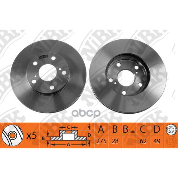 Купить ДИСК ТОРМОЗНОЙ TOYOTA AVENSIS 01-/CAMRY 91-01/PREVIA 00- ПЕРЕДНИЙ D275ММ RN1009
