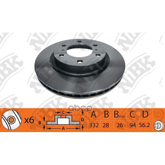 Купить ДИСК ТОРМОЗНОЙ MITSUBISHI PAJERO IV 07- ПЕРЕДНИЙ D332ММ RN1400